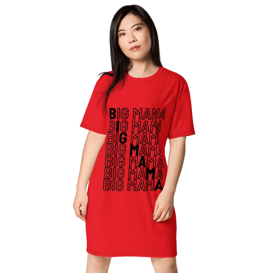 Big Mama Oversized T-Shirt Dress | Red Graphic Tee product image (3)