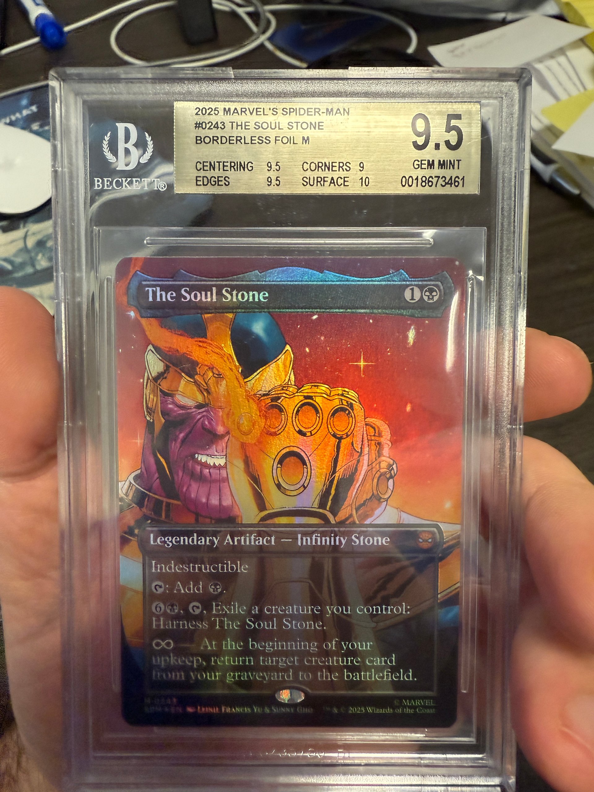 The Soul Stone (Borderless Foil) – Beckett 9.5 Gem Mint | 2025 Marvel’s Spider-Man MTG Crossover | Legendary Infinity Stone product image (1)