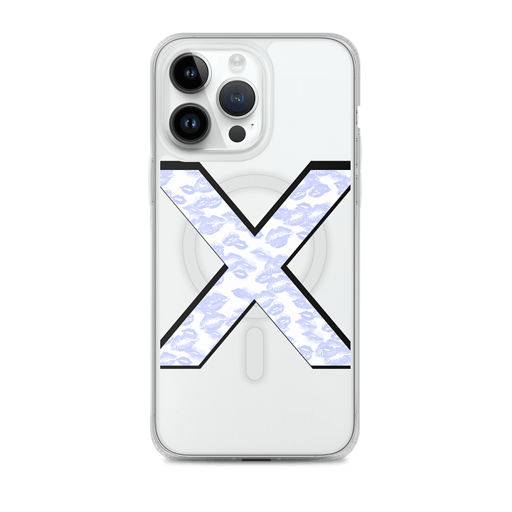 White X Light Blue Lipstick Kisses Phone Case product image (1)