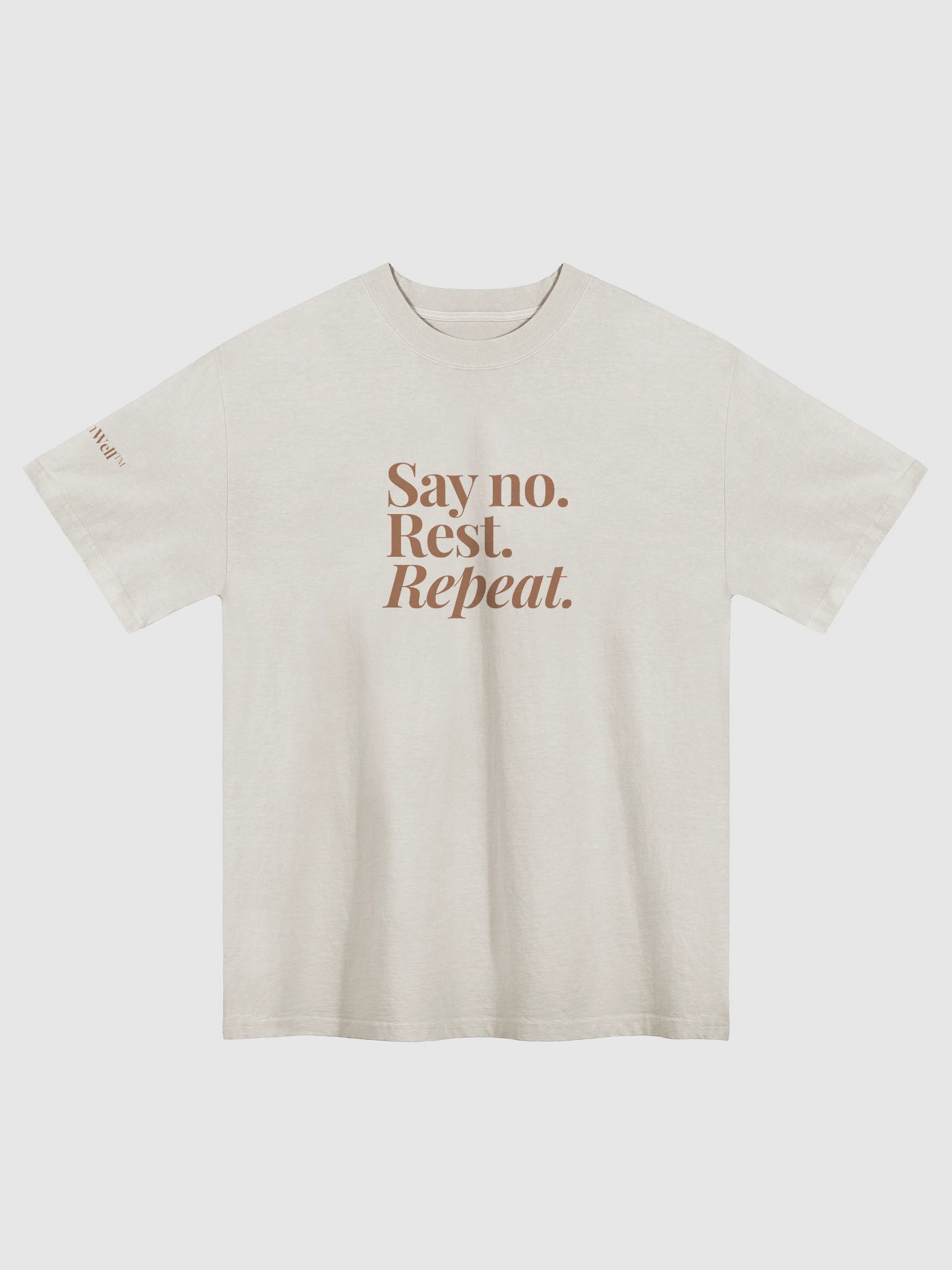 Say No. Rest. Repeat. Oversized Tee. Mocha Print on Cream/Bone product image (1)