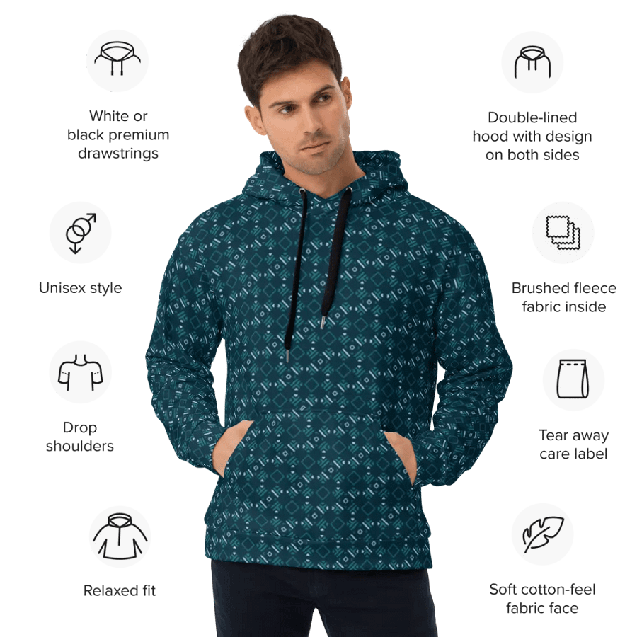 Facet Fantastic Blue Geometric Allover Print Hoodie for Men and Women product image (10)