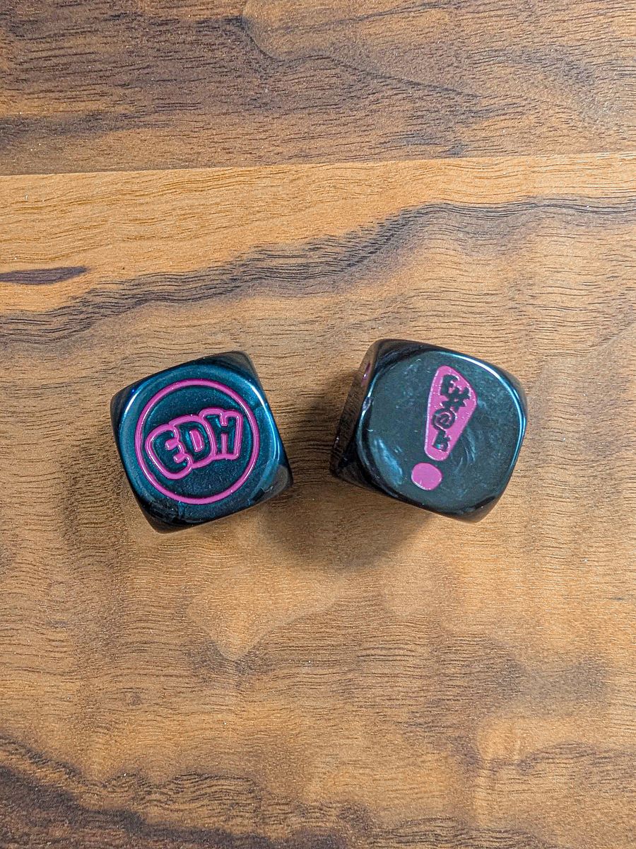 Oversized Pearlescent Black Dice Set with "Pink" Pips - 30mm product image (2)