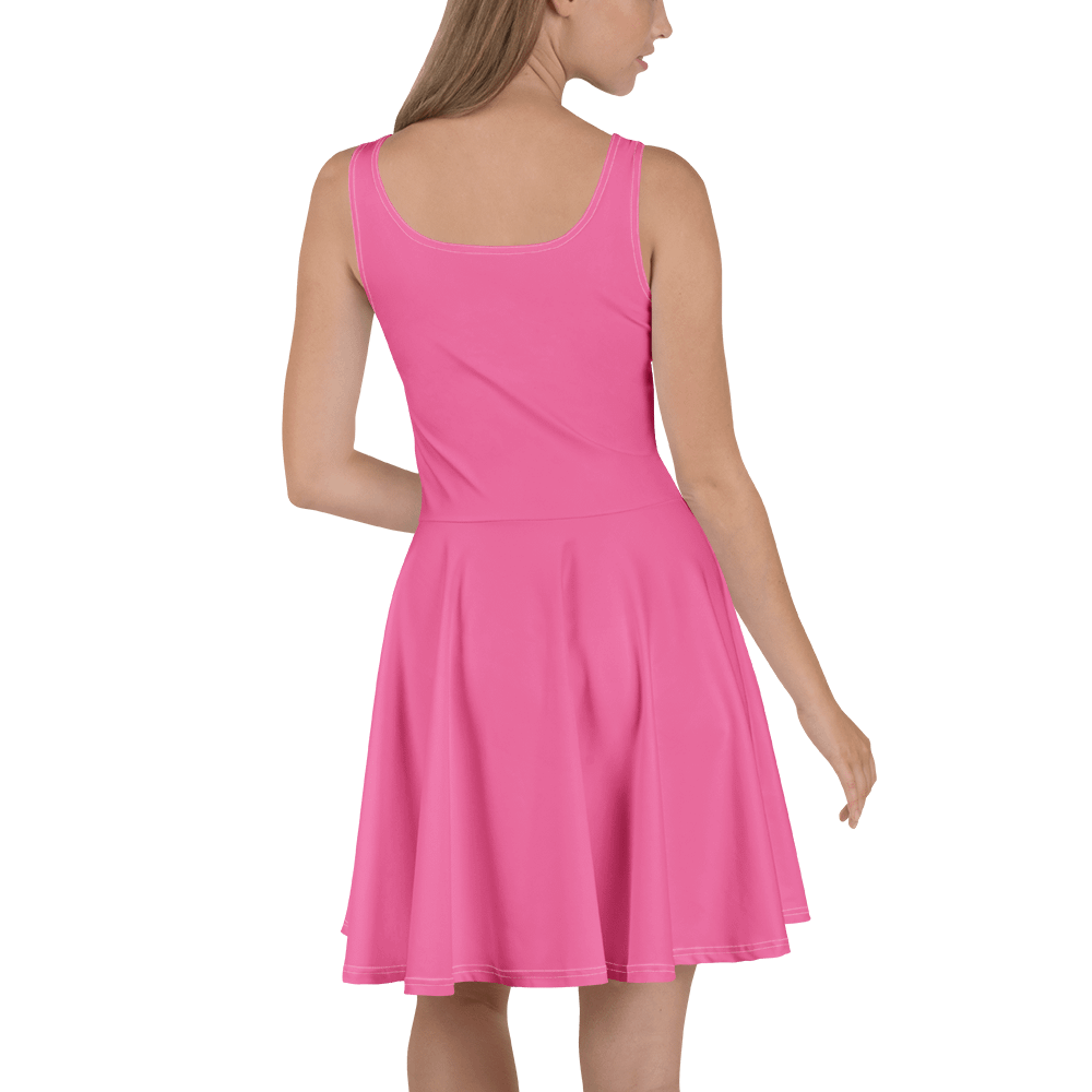 Flamingo Pink Solid Color Retro Inspired Fit and Flare Skater Dress product image (4)