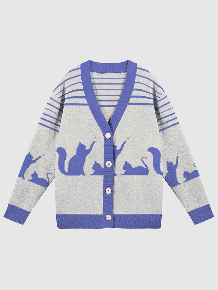 Cute Cats Cardigan Blue Knitted Sweatsuit Open Front product image (1)