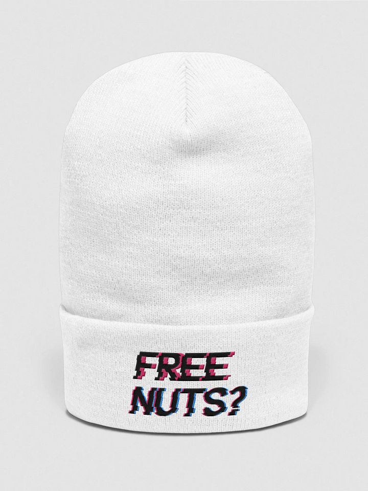 Free Nuts? Cuffed White Beanie product image (1)