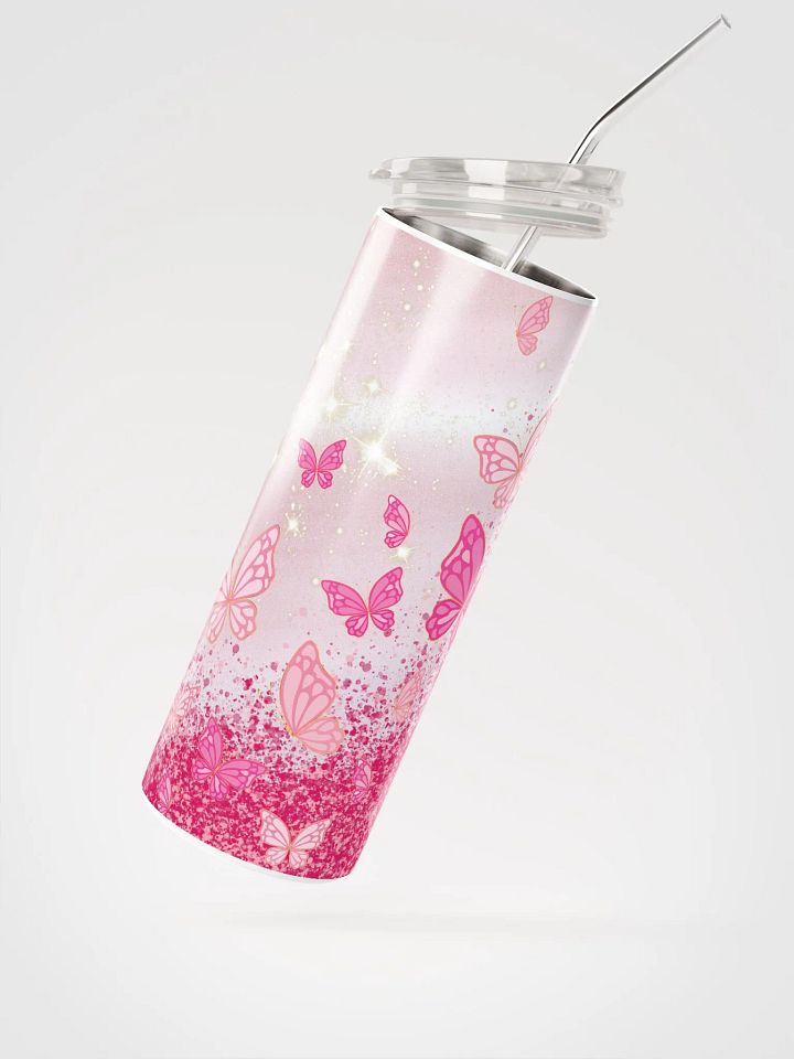 Flutter in Style with our Pink Butterfly Stainless Steel Tumbler! 🦋 product image (2)