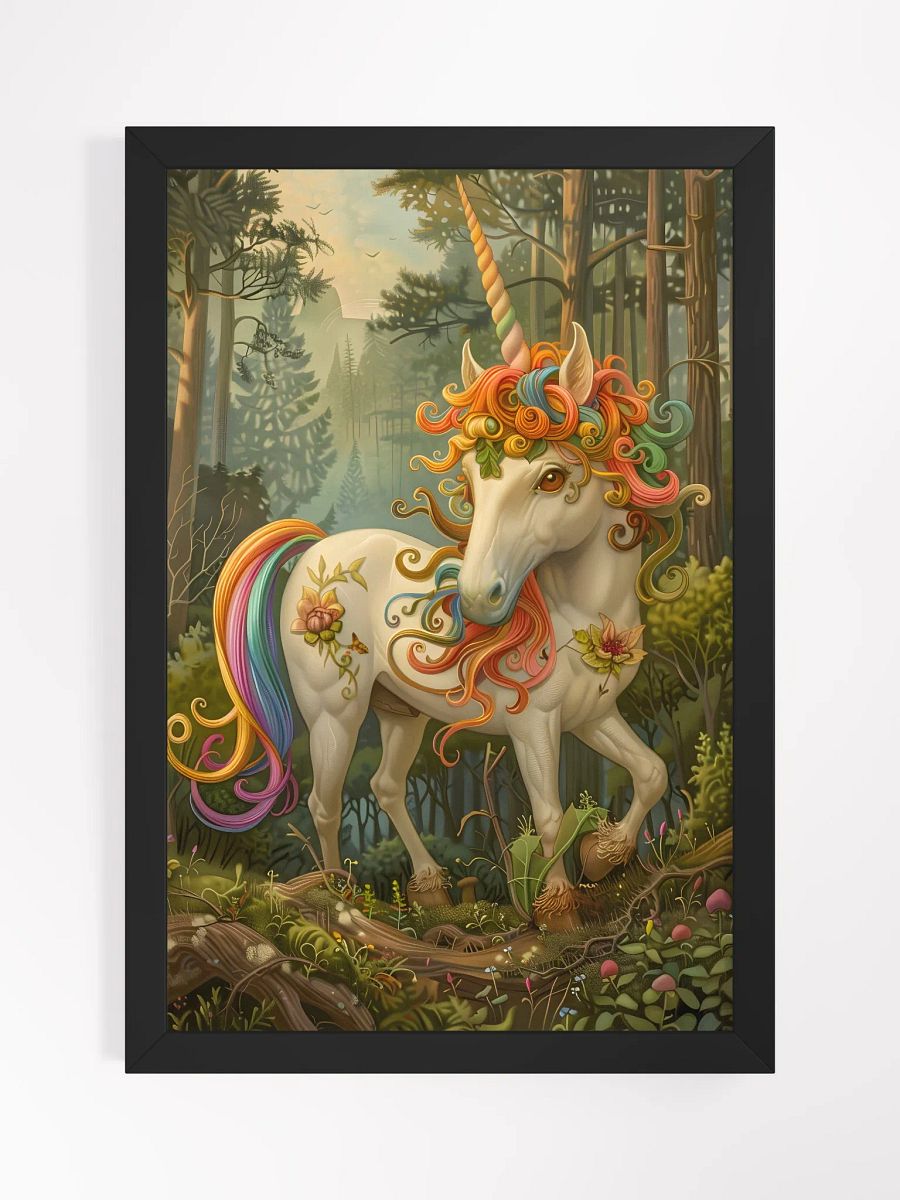 Majestic unicorn in enchanted forest with flowers product image (1)