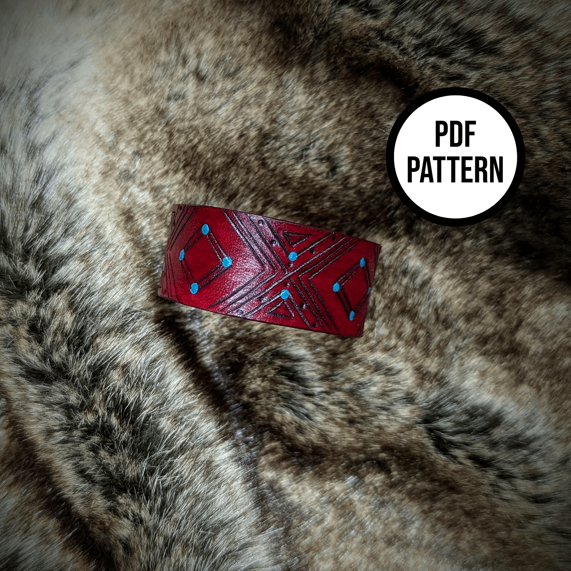 Geometric Leather Cuff Pattern - PDF Pattern for Leatherwork product image (3)