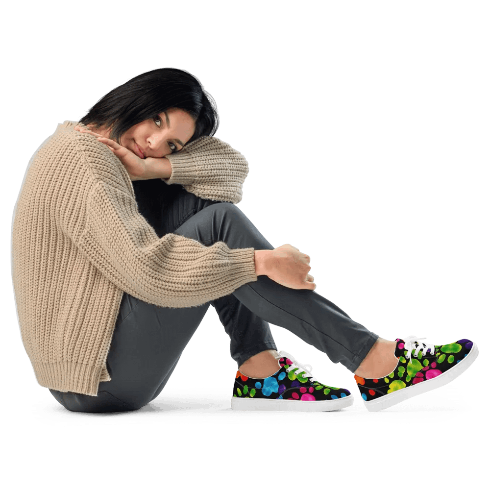 Colorful Pawprint Lace-Up Shoes product image (12)