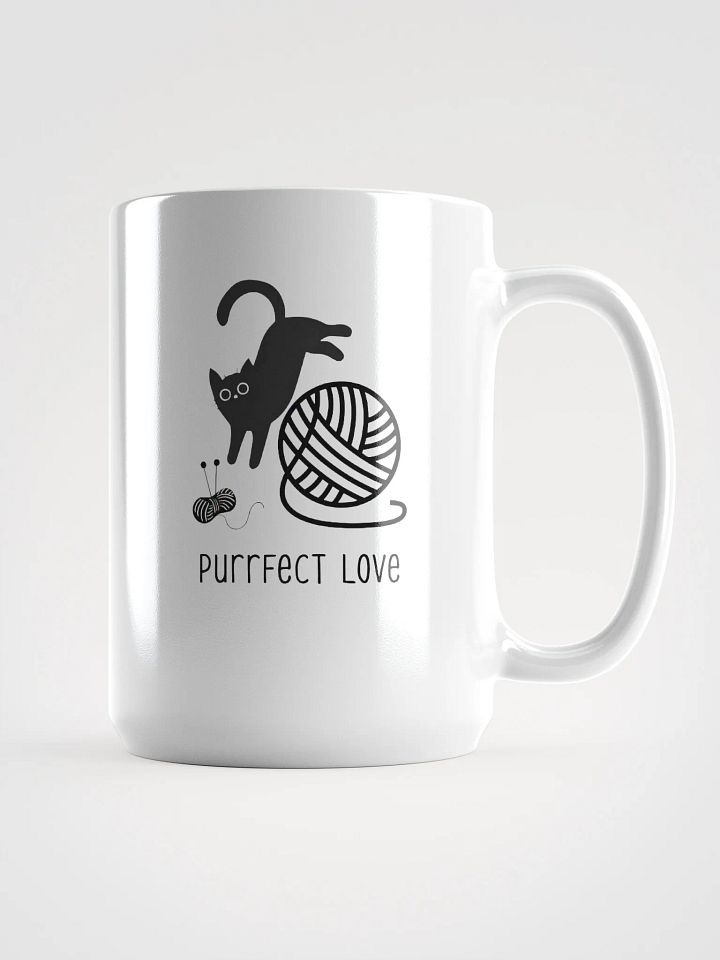 Black Cat with a knitting ball | White Glossy Mug product image (1)