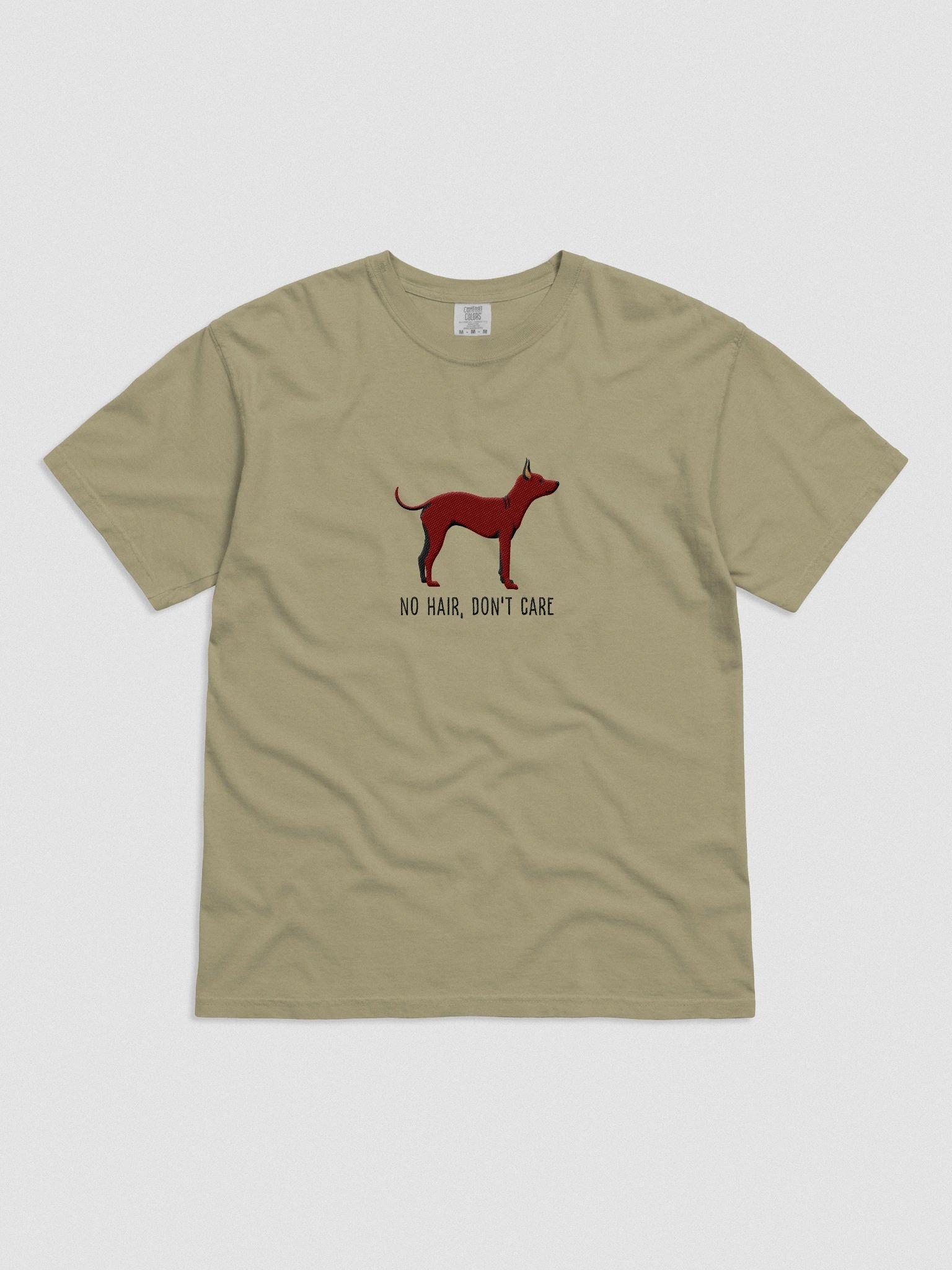 No Hair, Don't Care T-Shirt(Embroidered) of an American Hairless Terrier(Chocolate) product image (4)