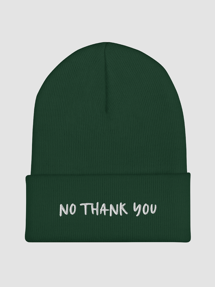 no thank you embroidered cuffed beanie product image (2)