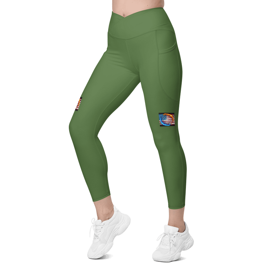 Leggings w pockets fern green small logo product image (5)