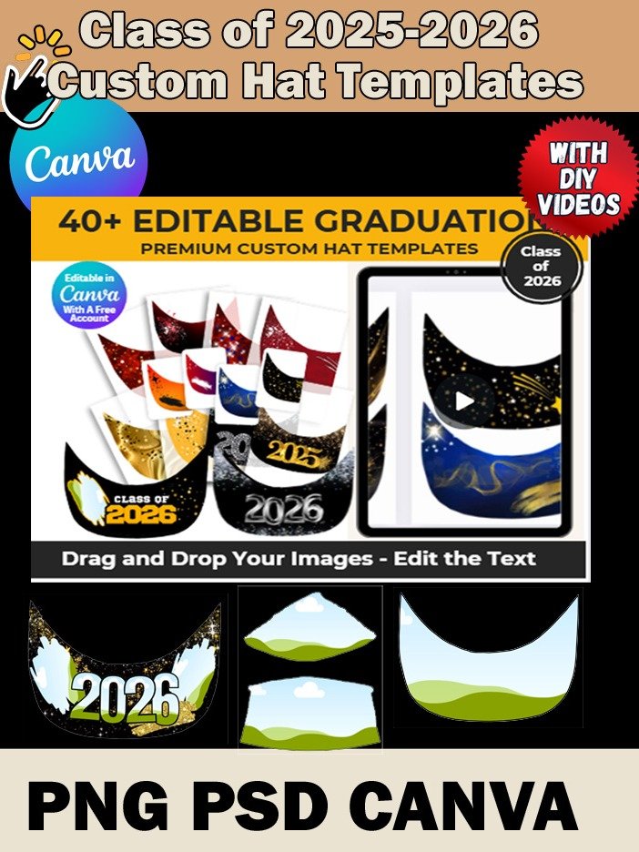 VIP Members Only! 2026 Custom Sublimation Hat Templates - Editable in Canva - PNG Files product image (1)