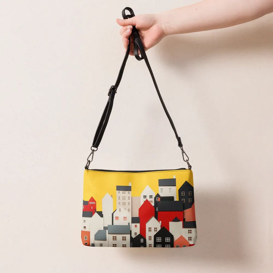 'No Nos Avergonzamos de las Buenas Noticias' Whimsical Village All-Over Print Crossbody Bag product image (4)