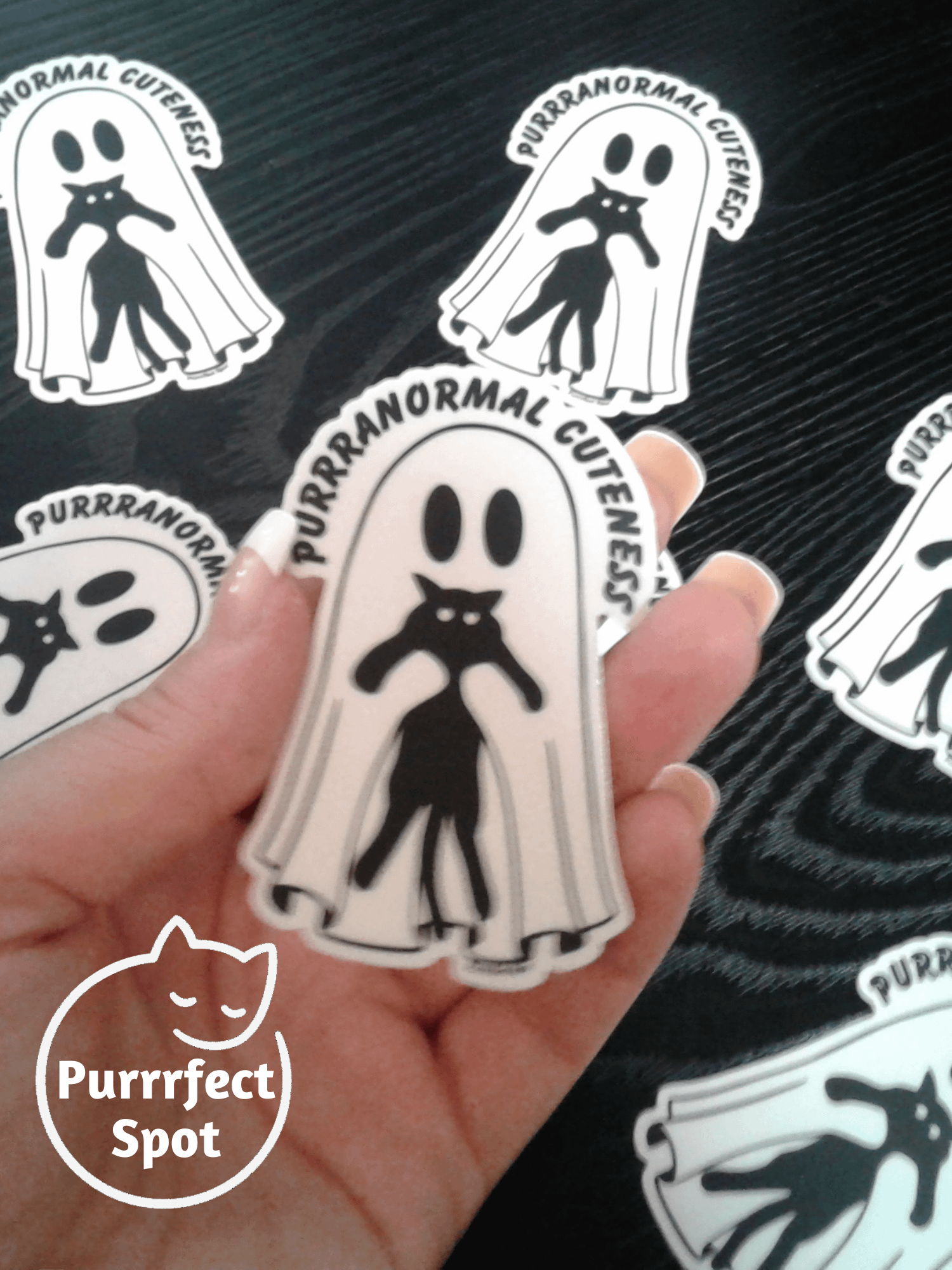 Purrranormal Cuteness Ghost & Cat Sticker 🐾👻 product image (1)