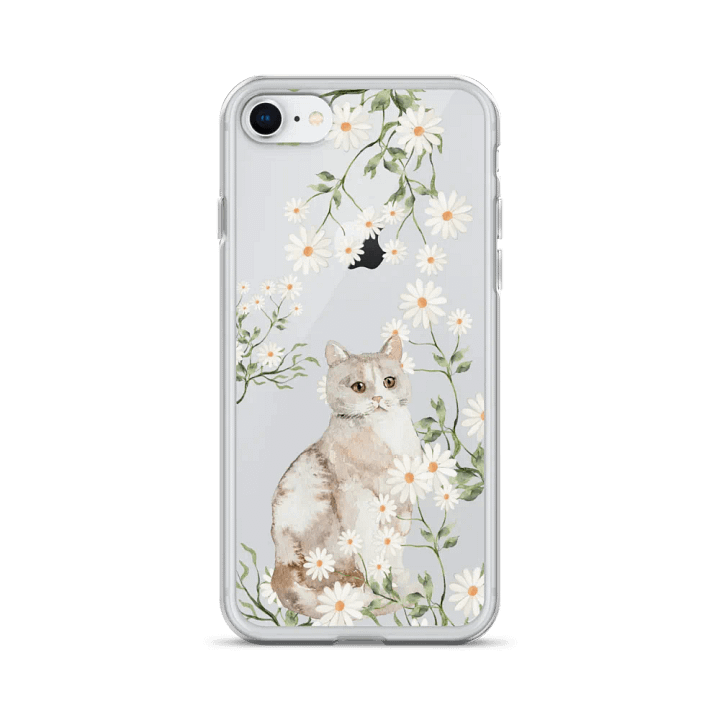 Daisy Garden Cat Floral iPhone Clear Case product image (1)