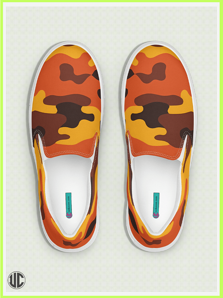 UnkoCon – Savage Sunset Orange Camo Women’s Slip-On Shoes product image (1)