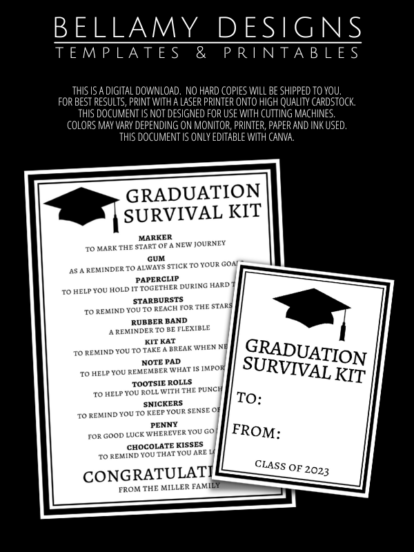 Editable Graduation Survival Kit & Gift Tags product image (7)