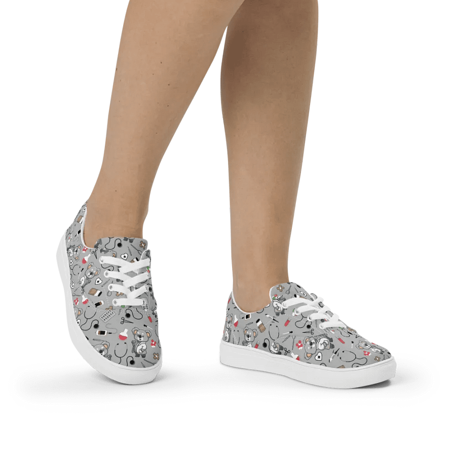 Cute Medical Koala Lace-up Canvas Shoes (Grey) product image (2)