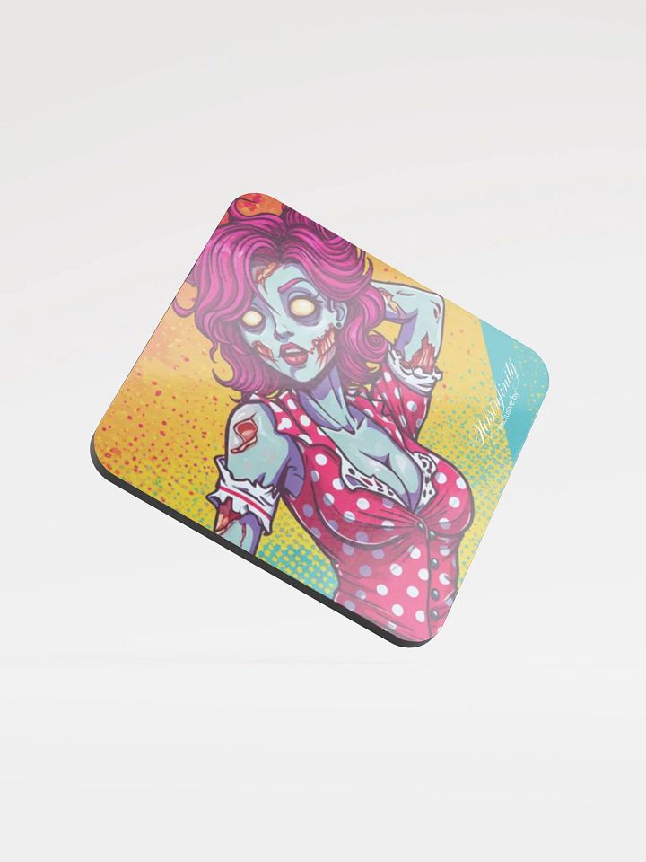 V2 Zombie Pinup Glossed Cork Coaster product image (1)