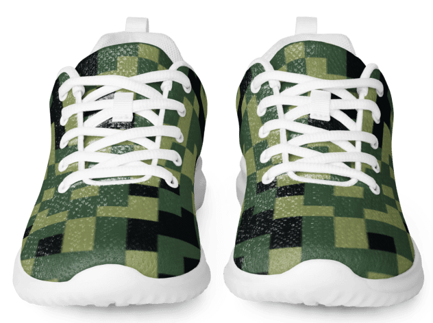 Military Green Camouflage Pixels Camo Pattern Women's Athletic Shoes product image (2)