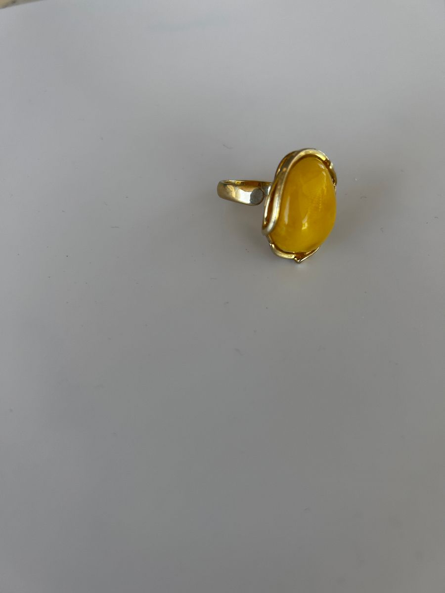 Baltic Egg Yolk Amber 925 Sterling Silver Adjustable Ring product image (3)
