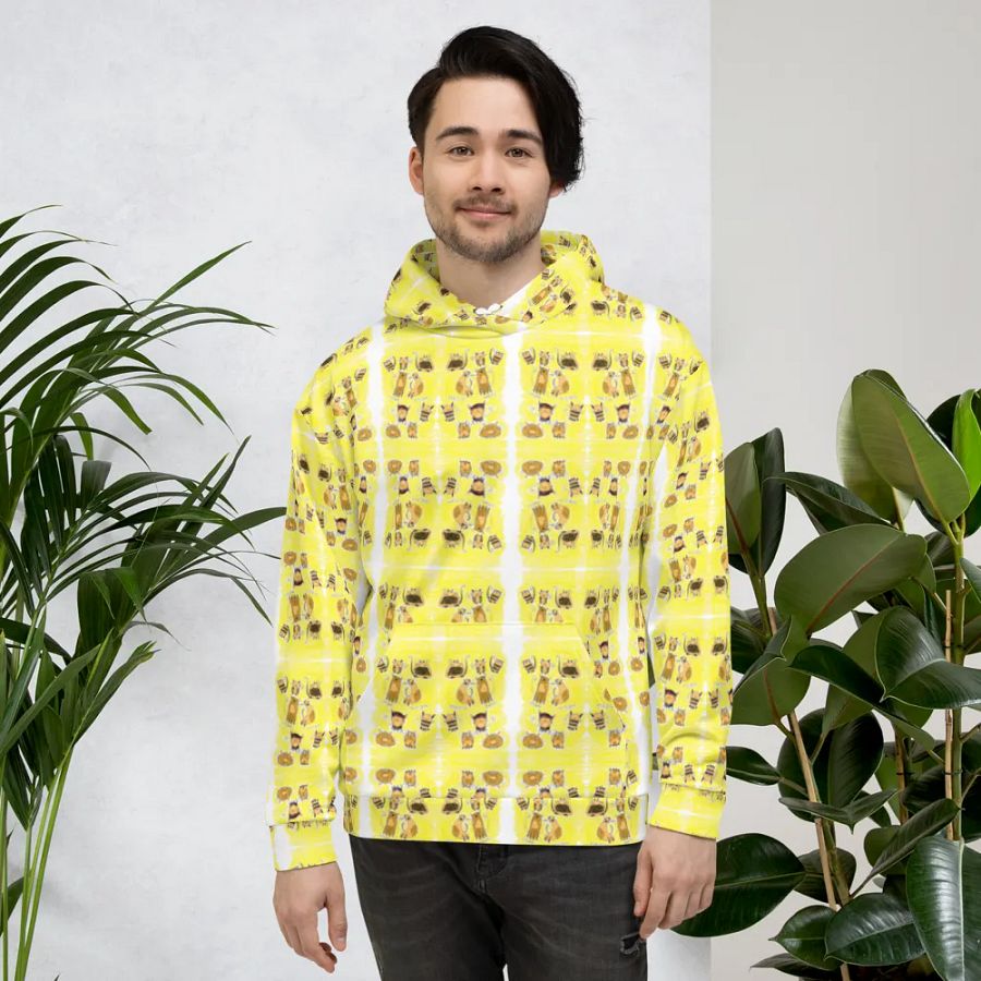 Abstract Doodle Cats Unisex All Over Print Pull Over Hoodie product image (4)