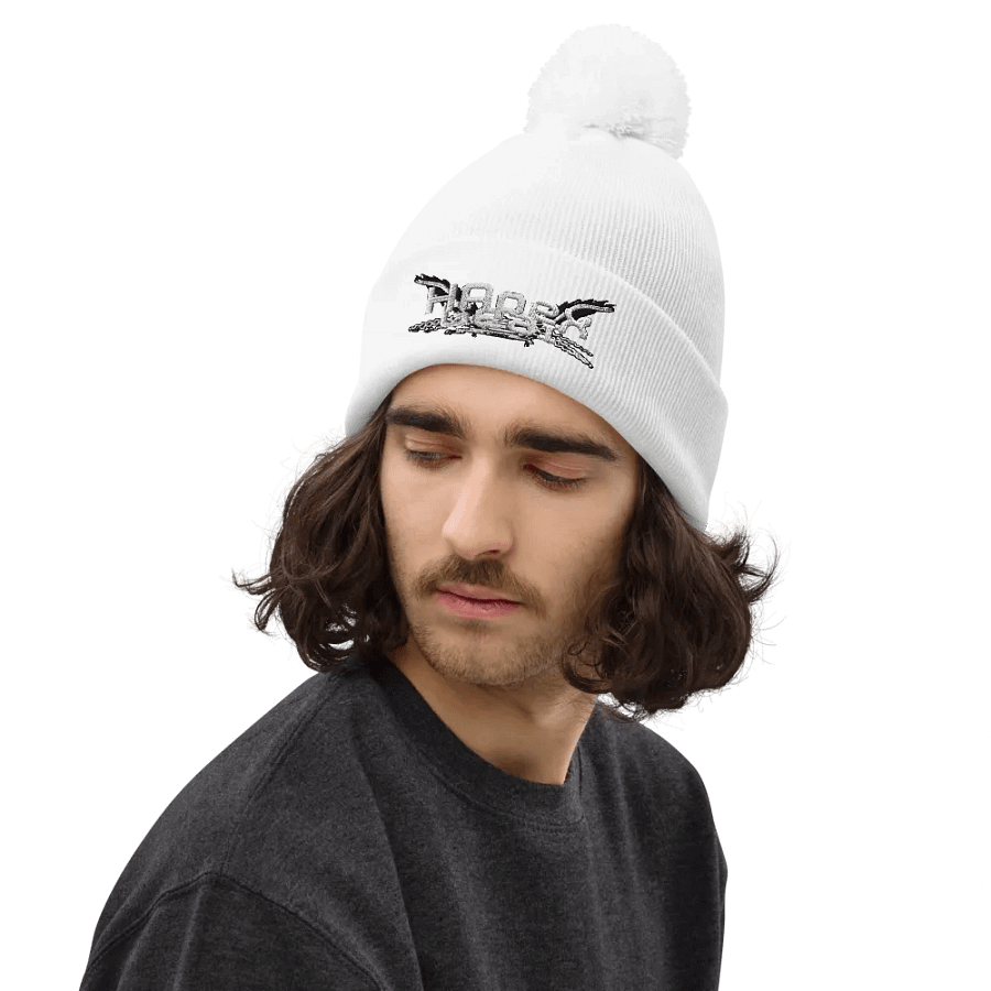 Beechfield Pom-Pom Beanie - Embroidered - White HApex Gear White Logo product image (5)