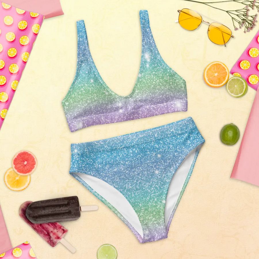 Glitter Unicorn Texture Design High Waisted Bikini (7) product image (12)
