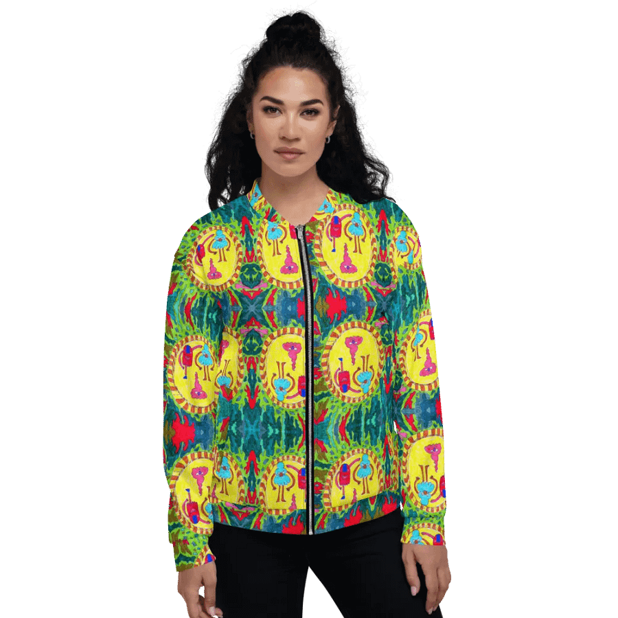 Abstract Doodle Folk Unisex Bomber Jacket product image (1)