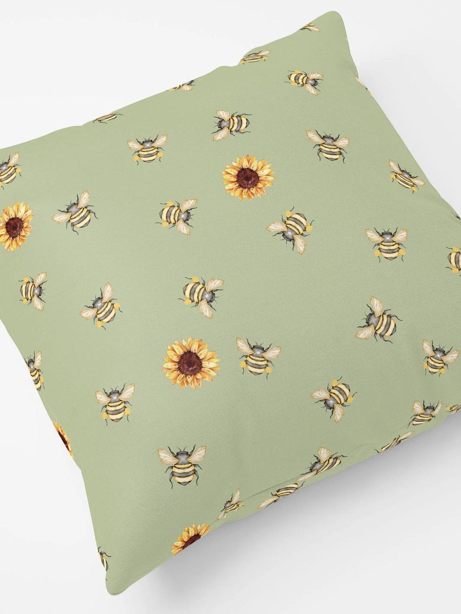 COTTAGE SUMMER SUNFLOWER HONEYBEE GREEN - Basic Pillow product image (5)