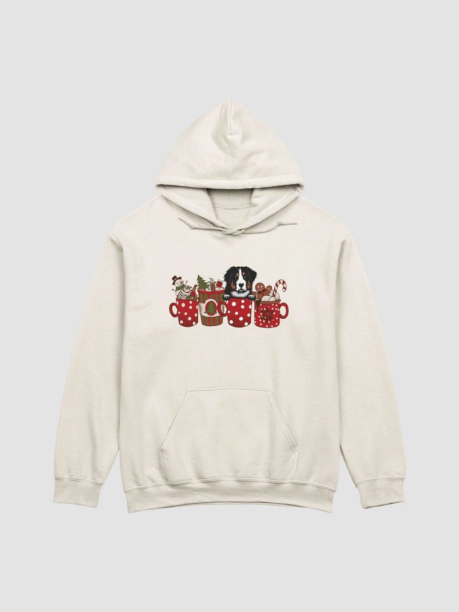 Cute Bernese Mountain Dog in a Christmas Cup Hooded Sweatshirt | Funny Christmas Berner Pup in a Cup product image (19)