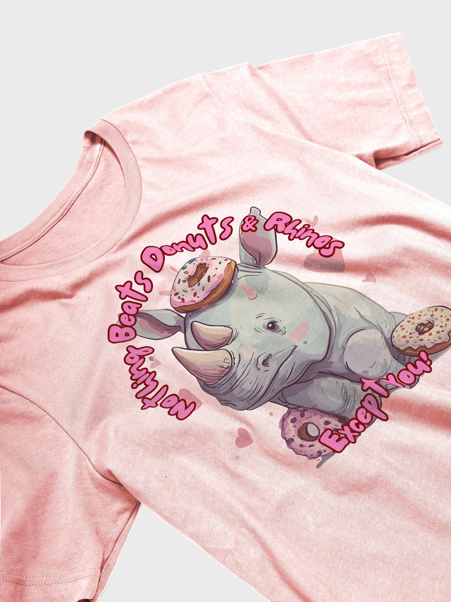 Cute Rhino and Donuts T-Shirt, Nothing Beats Donuts & Rhinos Except You, Adorable Animal Graphic Tee for All Ages product image (23)