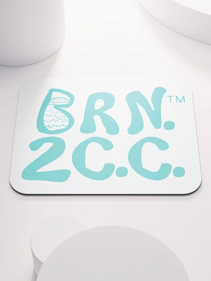 BRN.2C.C.™ | Classic Mouse Pad | Coastal Style for Office & Home | Deep Sky Blue Logo on White product image (1)