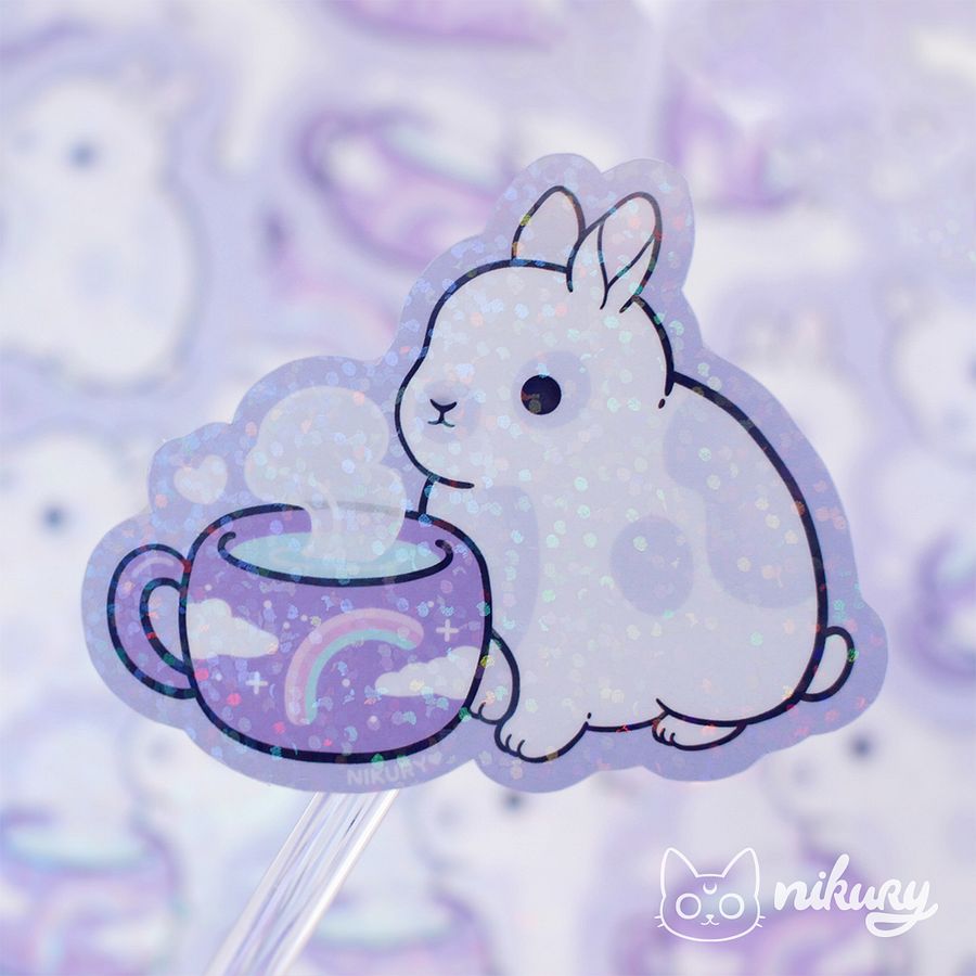 Glitter Tea Bunny Sticker product image (4)