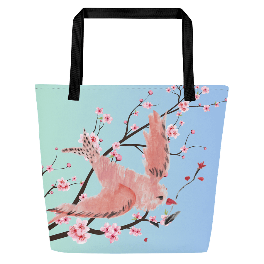 Pink Bird Tote Bag – Cute All-Over Print Bag for Bird Lovers, Aesthetic Gift for Nature & Animal Fans product image (1)