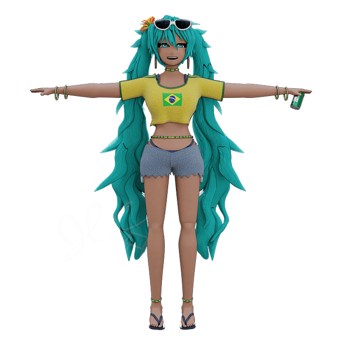 Brazillian Miku 3D model - fully rigged - V0.0 (Blender) product image (2)