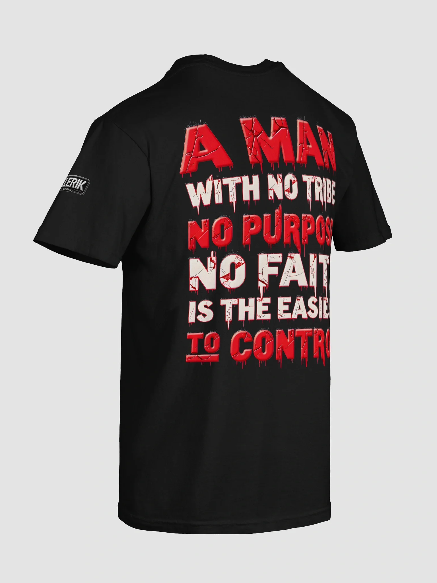 Original KLERIK Logo Heavyweight Tee - A Man With No Tribe No Purpose No faith Is The Easiest To Control product image (8)