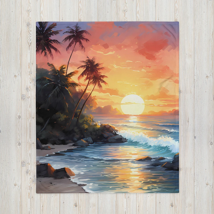 Beach Sunset Island Palm Trees Scenic Throw Blanket product image (4)