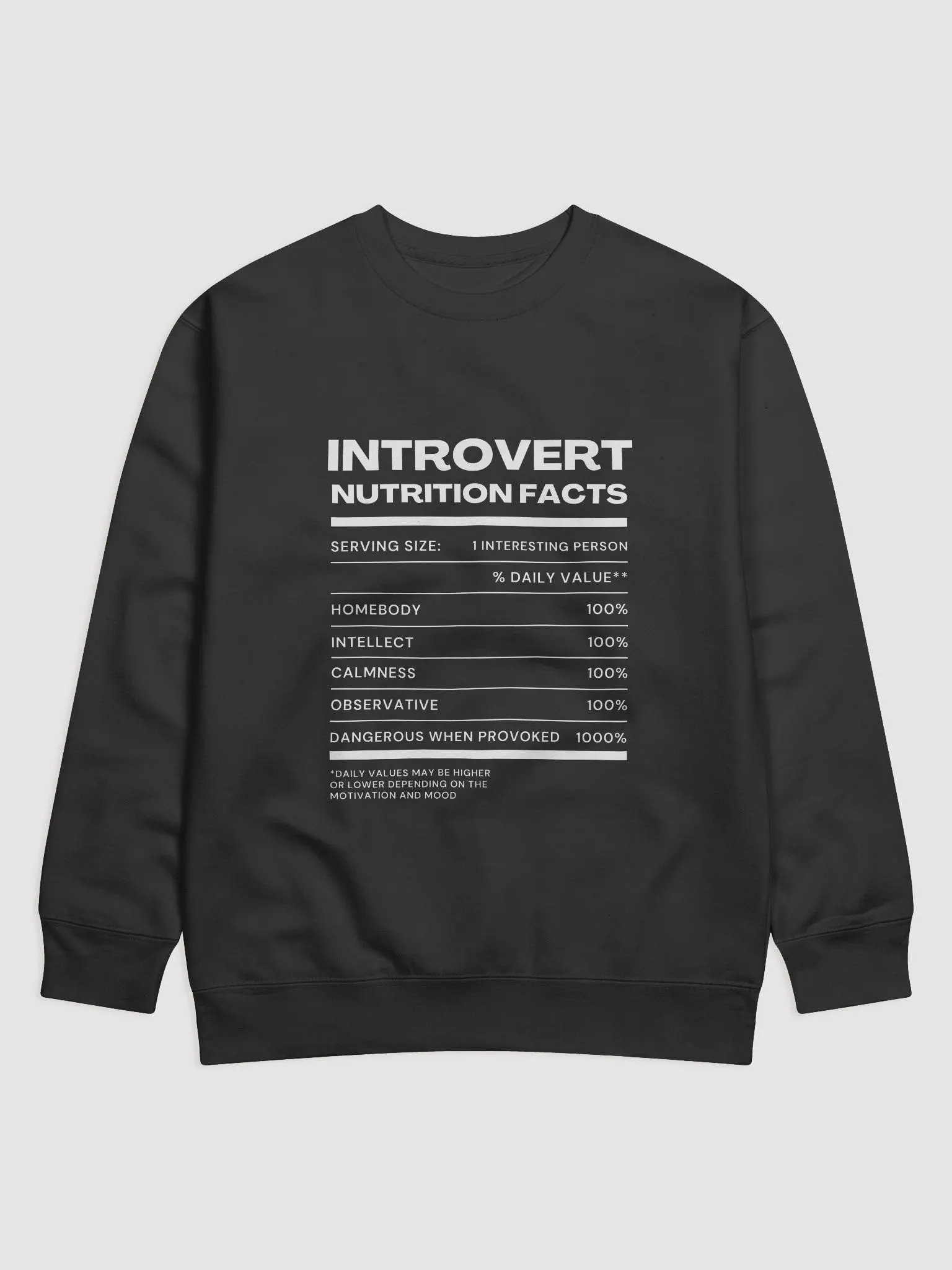 Introvert Nutrition Facts Sweatshirt product image (1)
