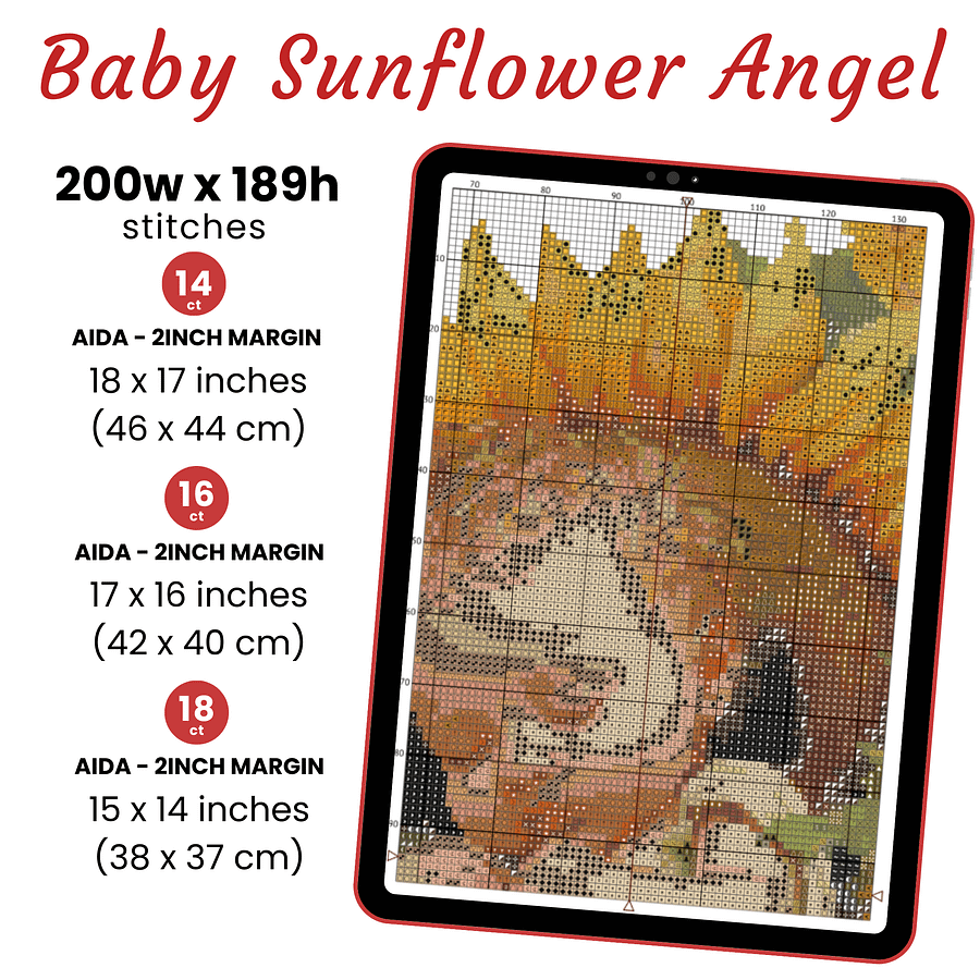 Baby Sunflower Angel Cross Stitch Pattern product image (2)