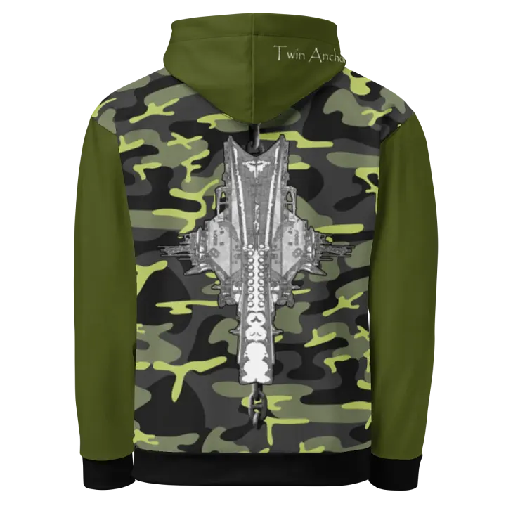 Green & Camouflage Foss double tug Sketch Hoodie product image (1)