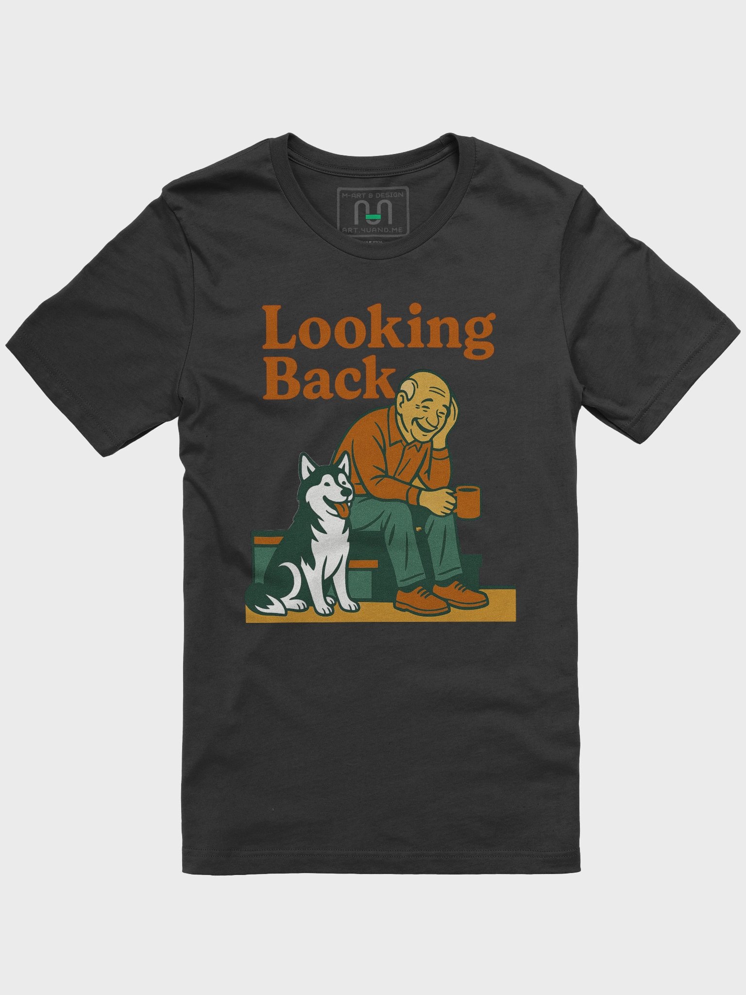 Looking Back, Moving Forward - Retro T-Shirt with Husky Friend product image (6)