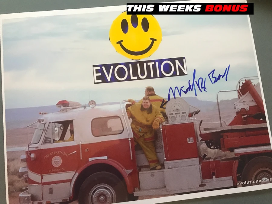 Autographed Evolution Movie (2001) Fire Truck Photo With Michael Ray Bower product image (1)