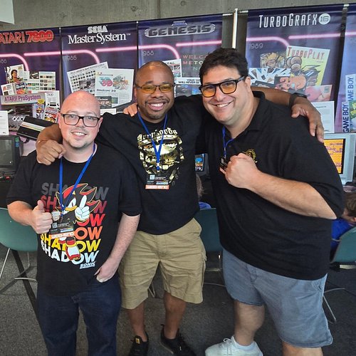 The LORDS @lordpeteytv , Lord RK, & I arrived at @liretro ! Amazing to see the HUGE history of Gaming culture upheld w/such p...