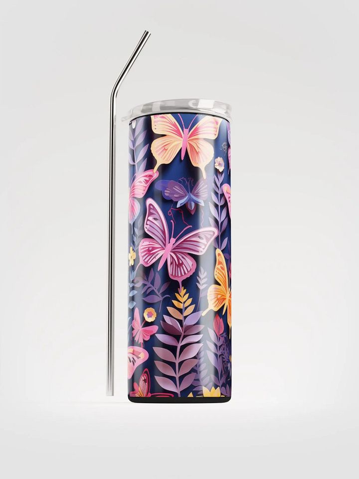 Vibrant Purple Yellow Butterfly Papercut Stainless Steel Tumbler product image (1)