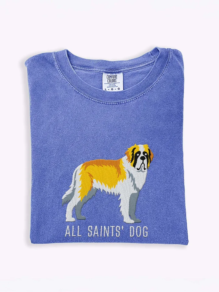 All Saints' Dog T-Shirt(Embroidered) of a Saint Bernard(Lemon & White) product image (1)