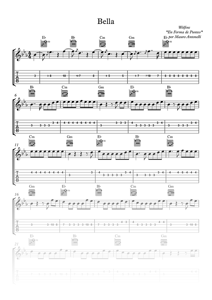 Bella - Partitura + Tab + Acordes + Pista product image (1)