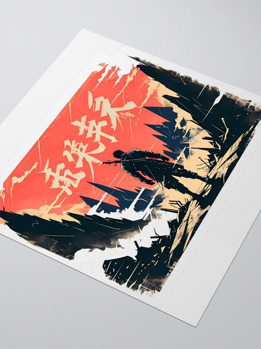 Epic Fantasy Warrior Art - Vibrant Mountain Landscape Sticker product image (3)